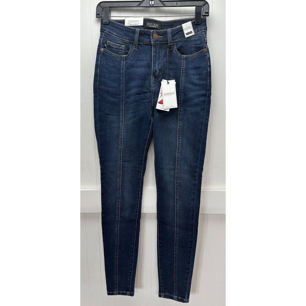 Judy Blue Jeans High Waist Skinny Womens 1/25 Blue Stretch Denim Mid Seams NEW